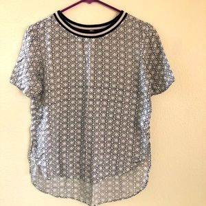 Hollister Black White Geo Print Crewneck Top